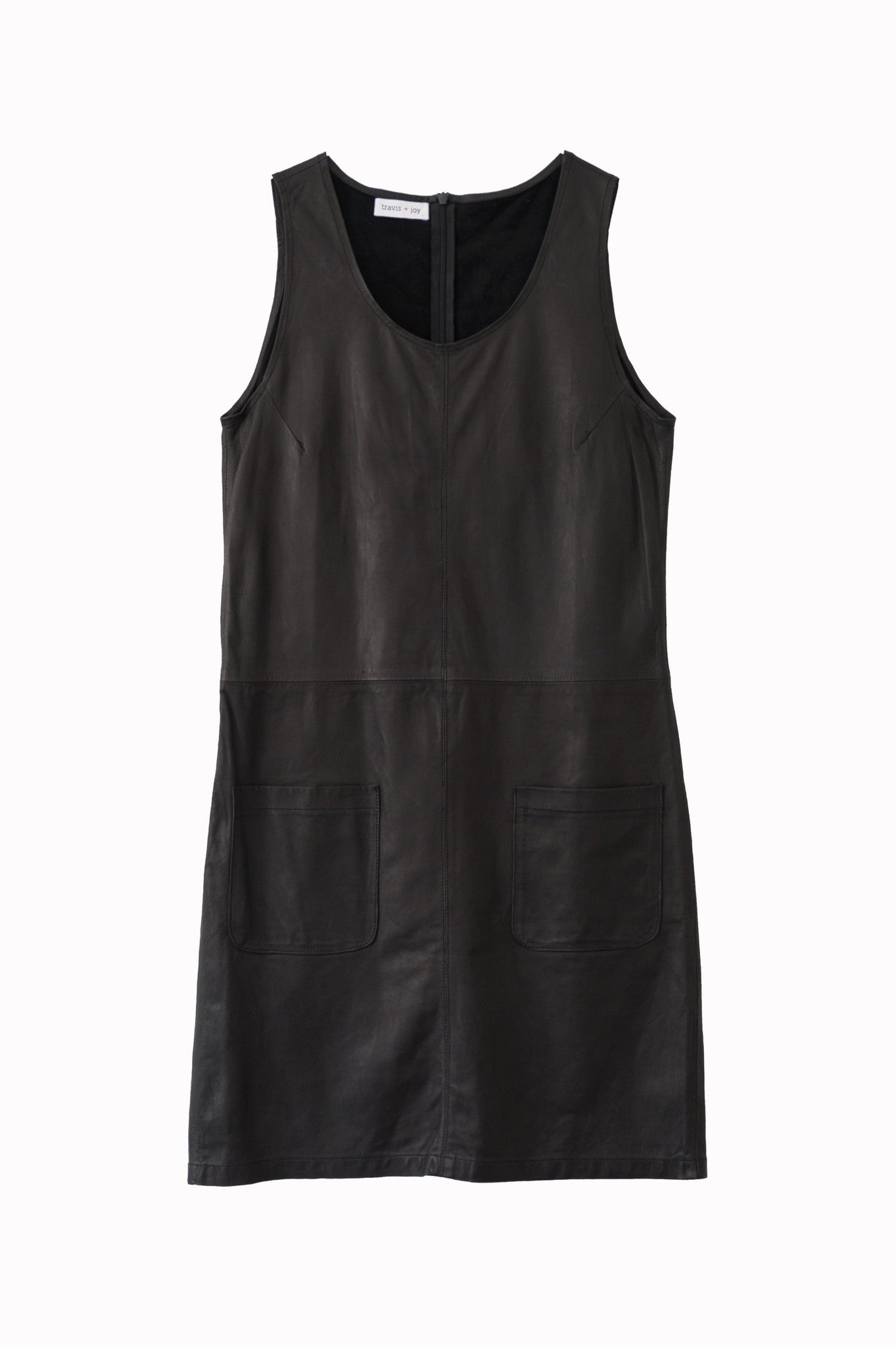 soft leather sleeveless shift dress available in black. 100% authentic leather