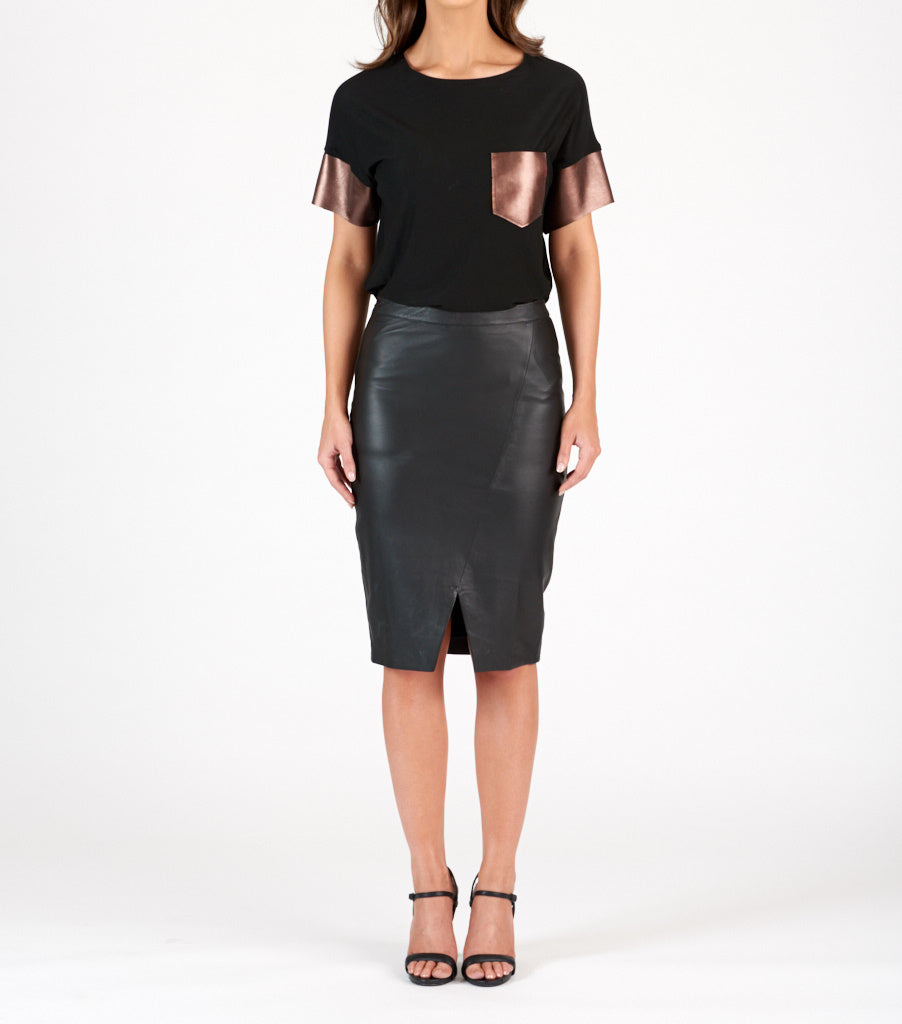 Leather Pencil Skirt - Black