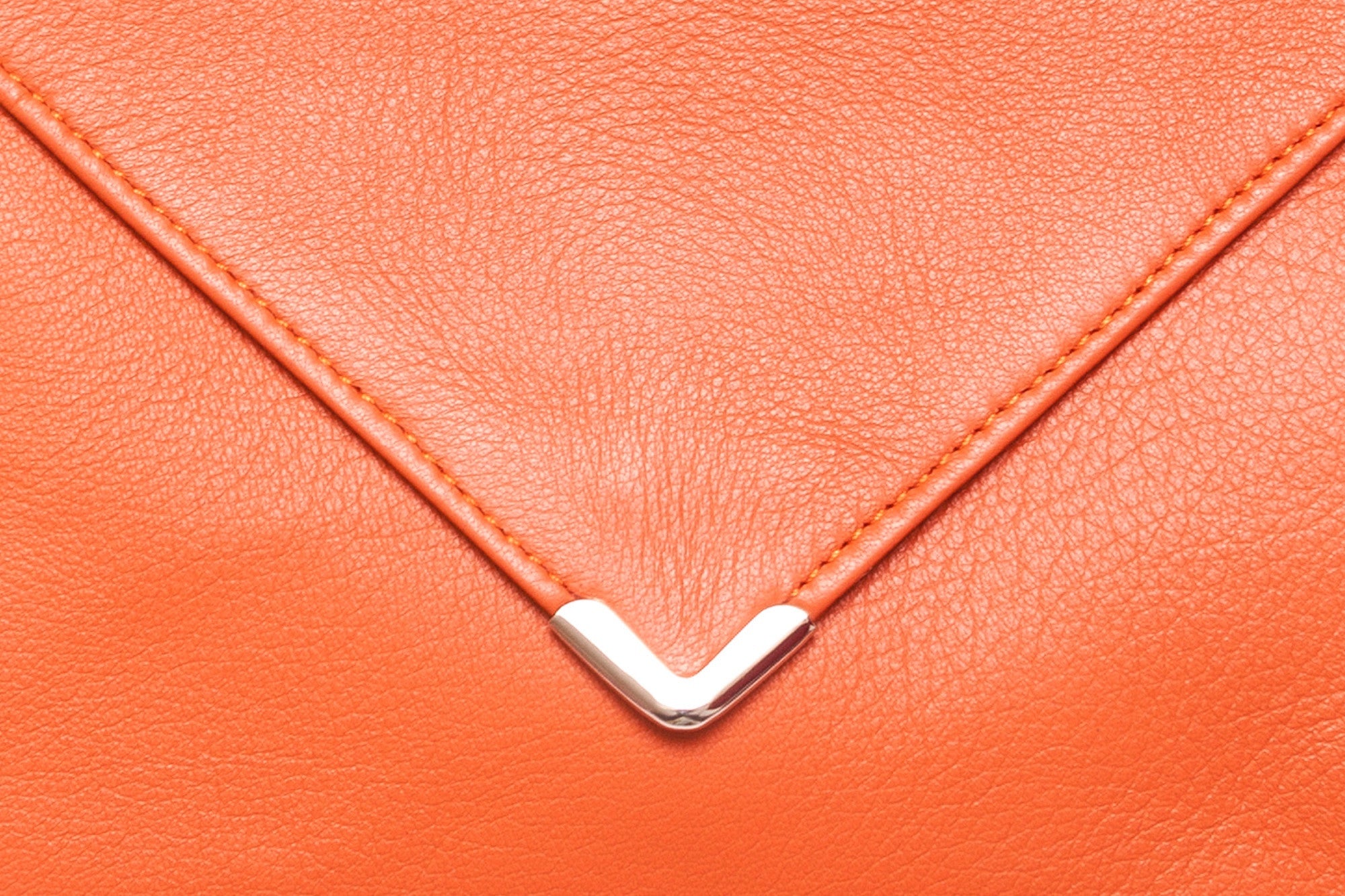 Orange Leather Clutch Bag